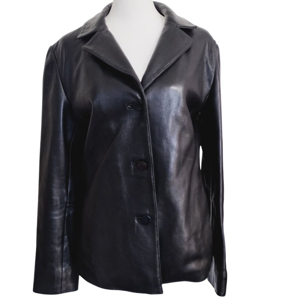 212 America Womens Leather Jacket Black Size S